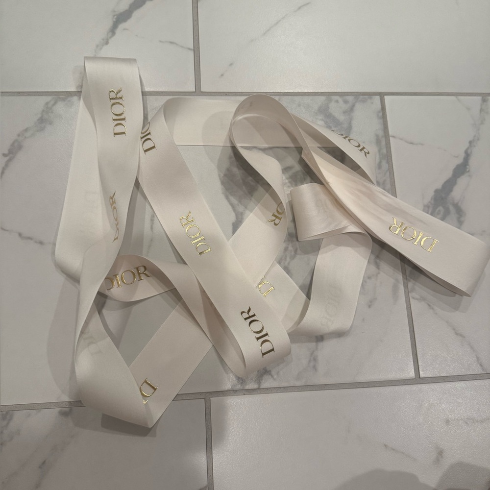 Dior Cream Ribbon with Gold Accents about 108 inches long
